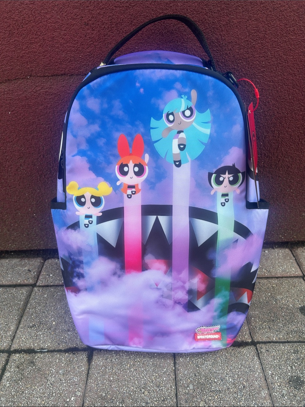Sprayground x PowerPuff Girls  Shark Graphic Backpack with Multicolor Accents